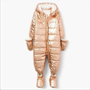 Gymboree Snowsuit Rose Gold Puffer Hoodie Mittens